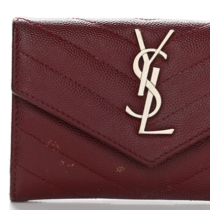 Saint Laurent Grain De Poudre Matelasse Chevron Small Monogram Envelope Wallet Bordeaux 8 of 11