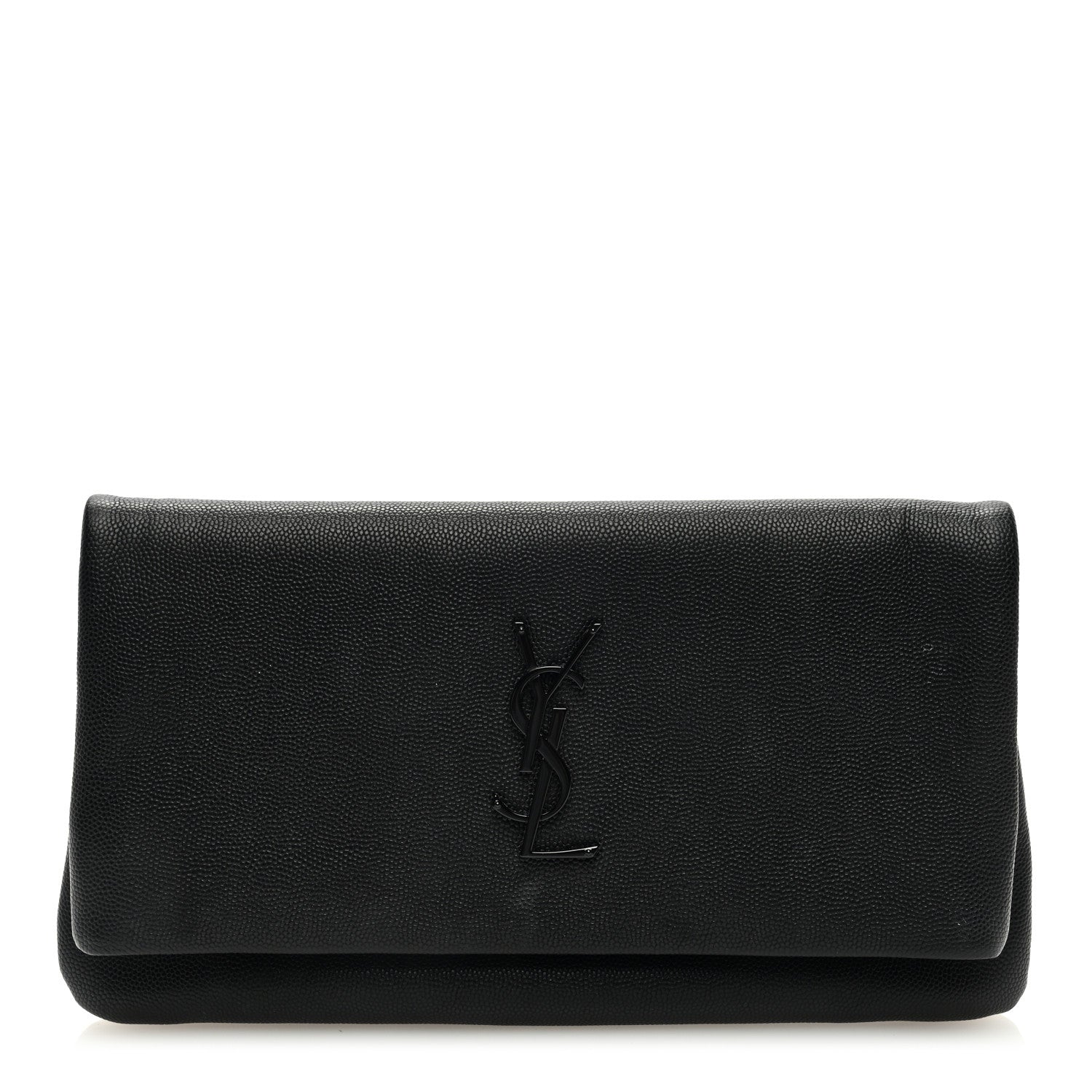 Saint Laurent Grain De Poudre West Hollywood Monogram Fold Over Clutch Black 1 of 6