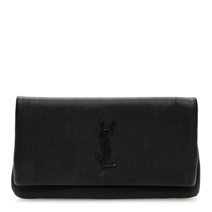 Saint Laurent Grain De Poudre West Hollywood Monogram Fold Over Clutch Black 1 of 6