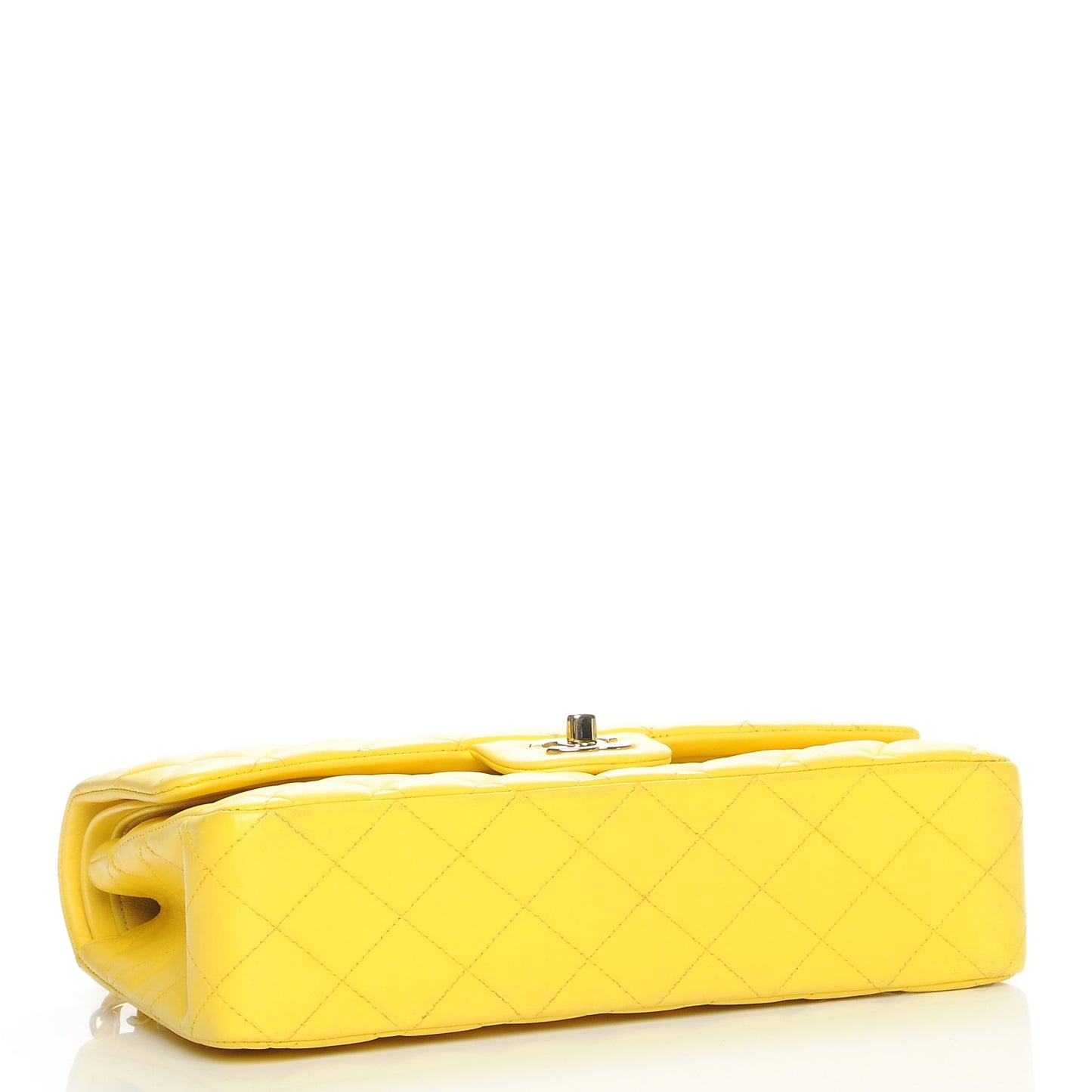 Lambskin Quilted Medium Double Flap Yellow