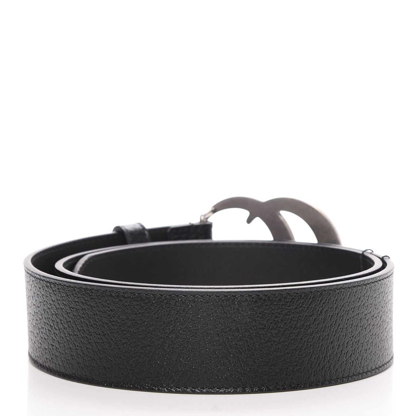 Textured Dollar Calfskin Nickel Double G 40mm Belt 85 34 Black