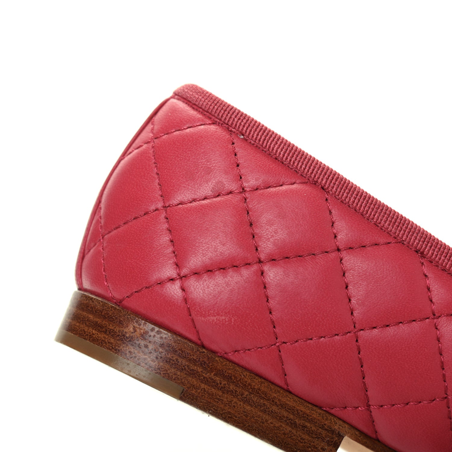 Chanel Lambskin Quilted CC Cap Toe Ballerina Flats 41 Dark Pink 15 of 16