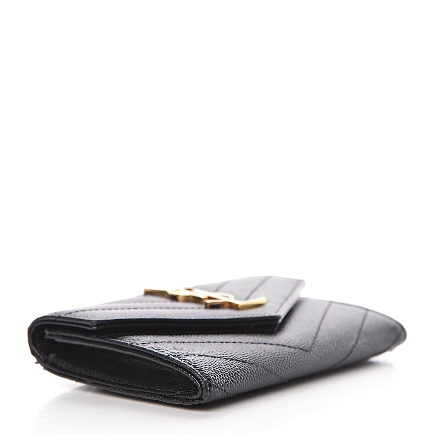 Grain De Poudre Matelasse Chevron Small Monogram Envelope Wallet Black