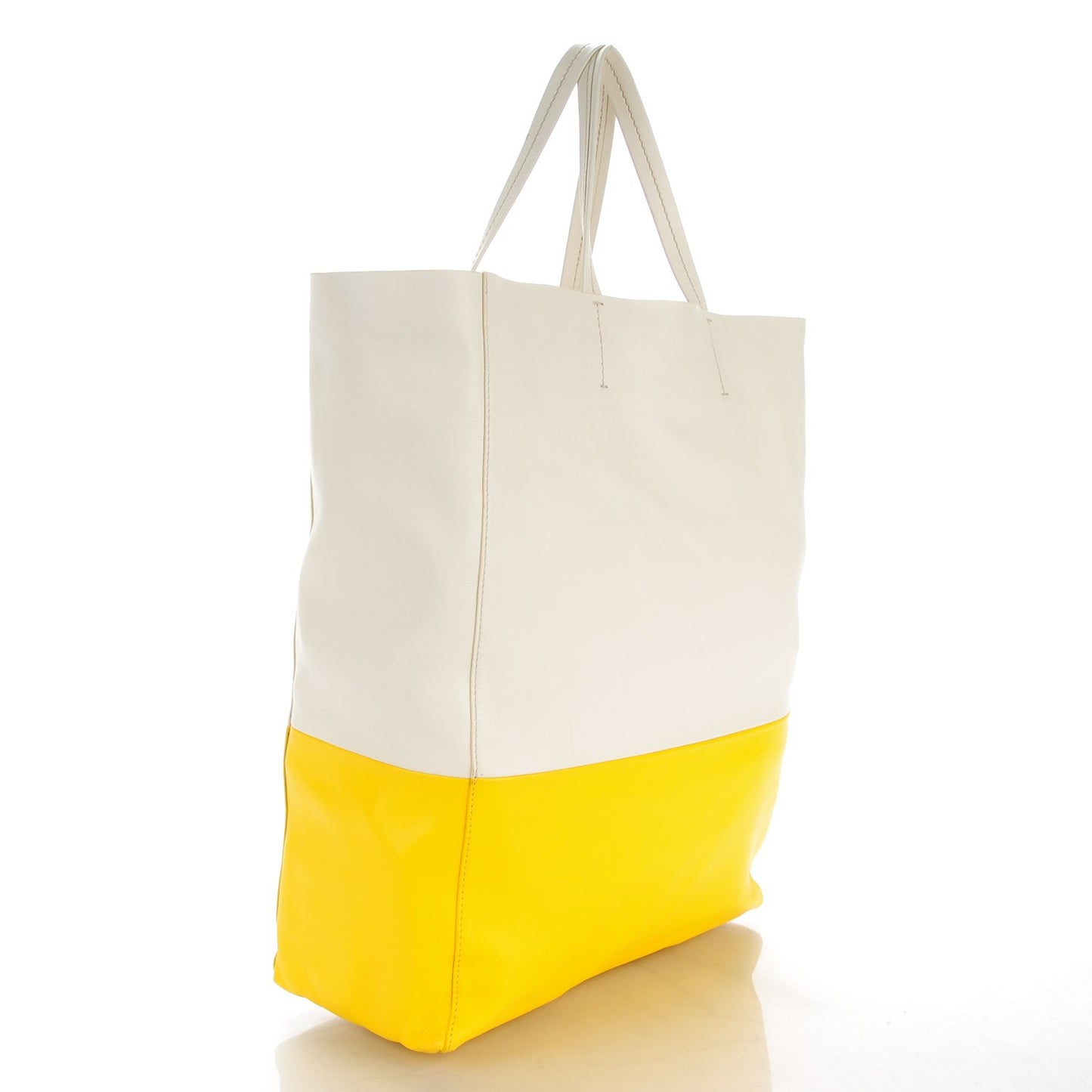 Lambskin Vertical Bi-Cabas White Sun Yellow