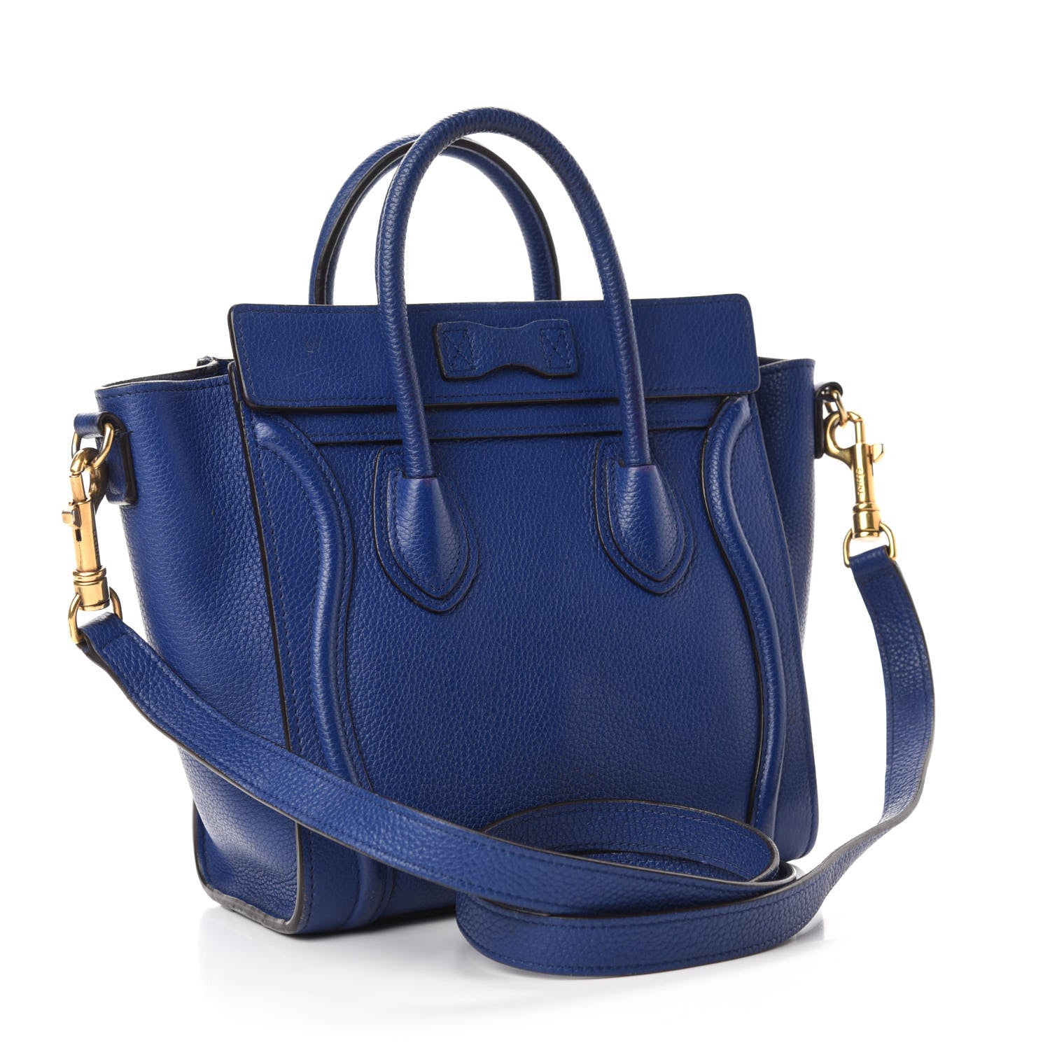 Celine Drummed Calfskin Nano Luggage Indigo 3 of 15