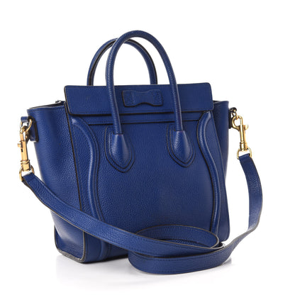 Celine Drummed Calfskin Nano Luggage Indigo 3 of 15