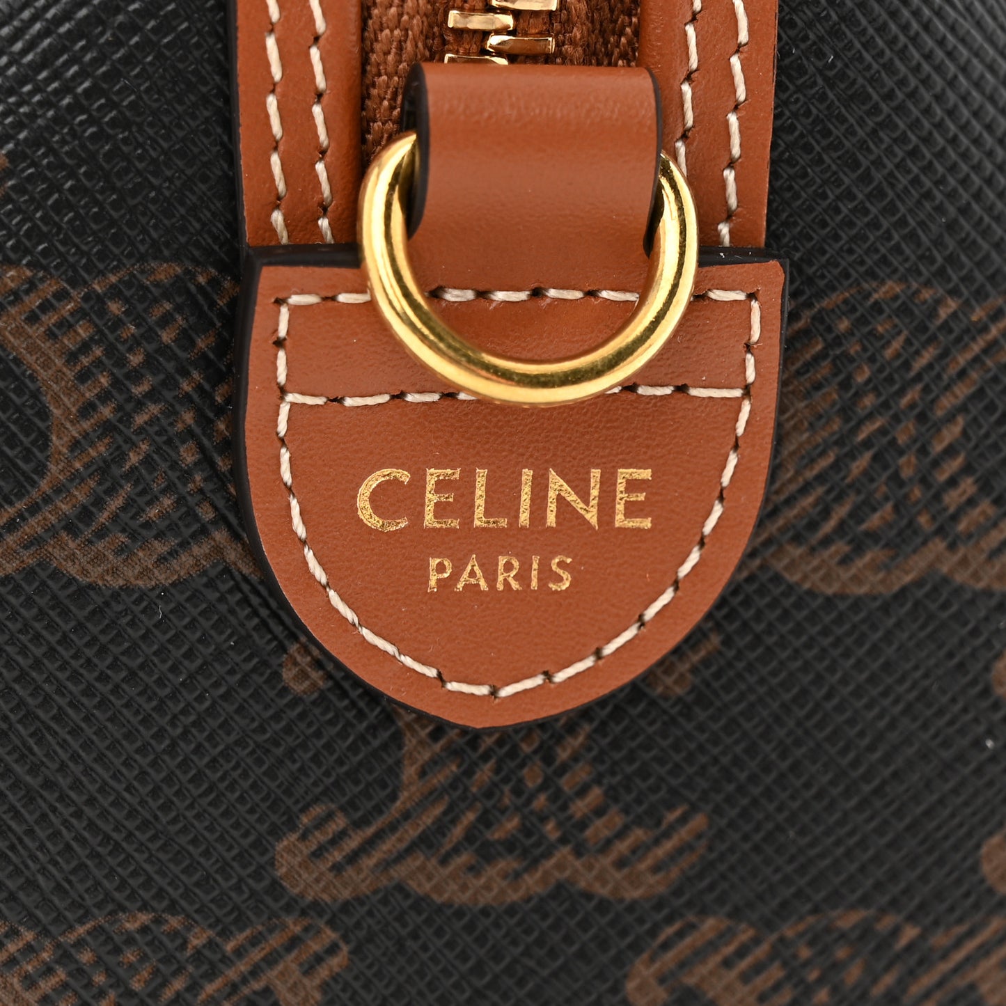 Triomphe Canvas Calfskin Small Boston Bag Tan