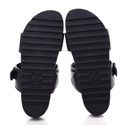 Louis Vuitton Calfskin New Wave Bom Dia Mule Sandals 36 Black 6 of 11