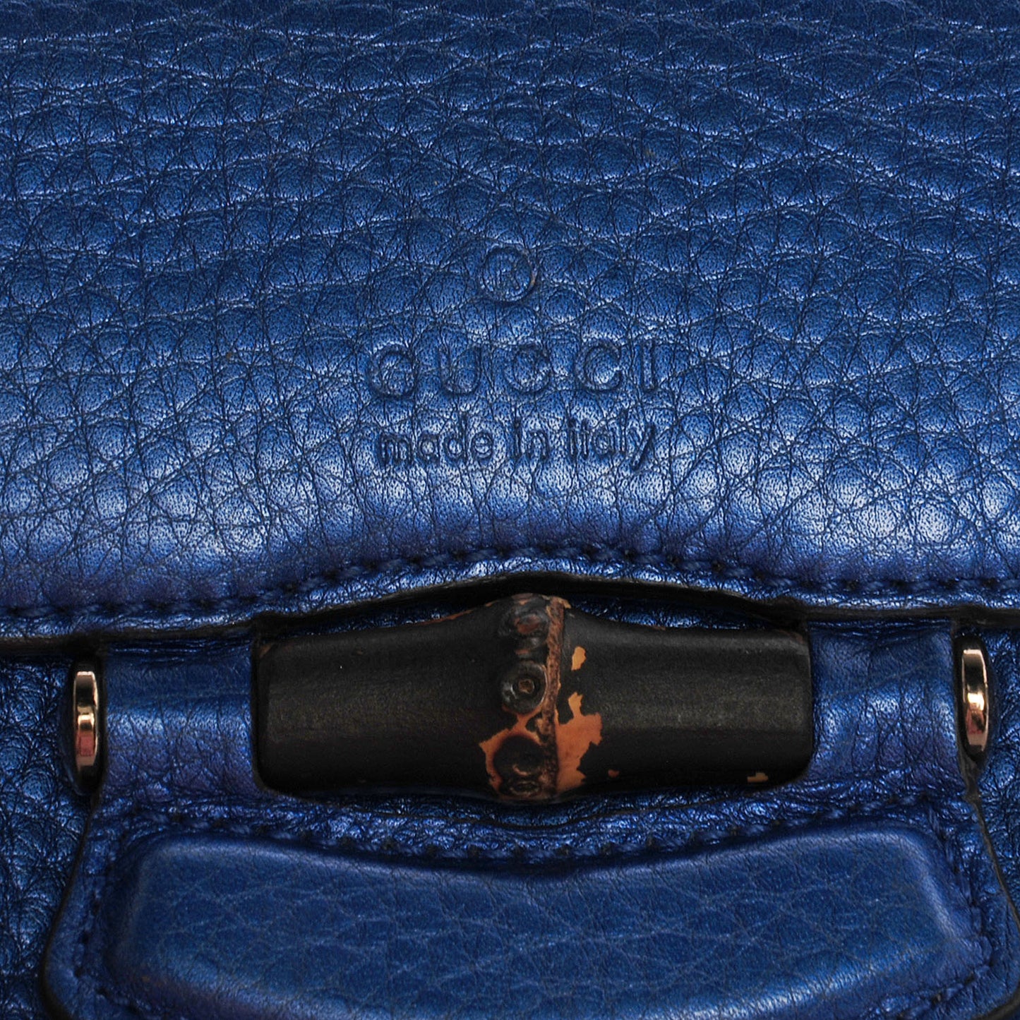 Metallic Leather Nouveau Bamboo Wallet Electric Blue