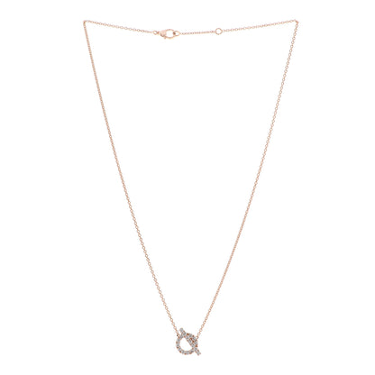 Hermes 18K Rose Gold Diamond Finesse Pendant Necklace 3 of 5