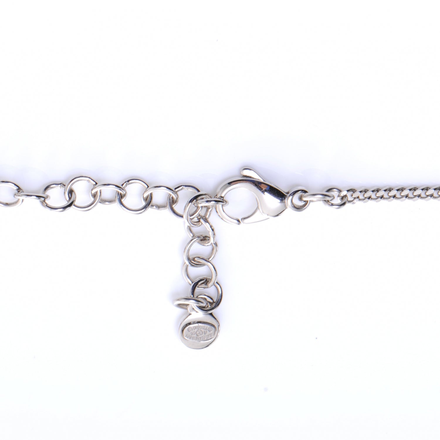 Chanel Crystal CC Dangle Necklace Silver 3 of 5