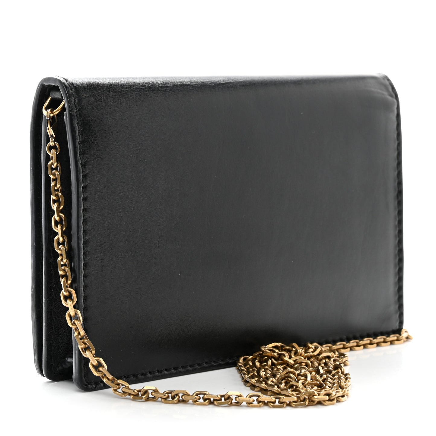 Calfskin J'Adior Wallet on Chain Pouch Black