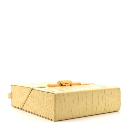 Bottega Veneta Calfskin Crocodile Embossed Daisey Box Clutch Yellow 4 of 12