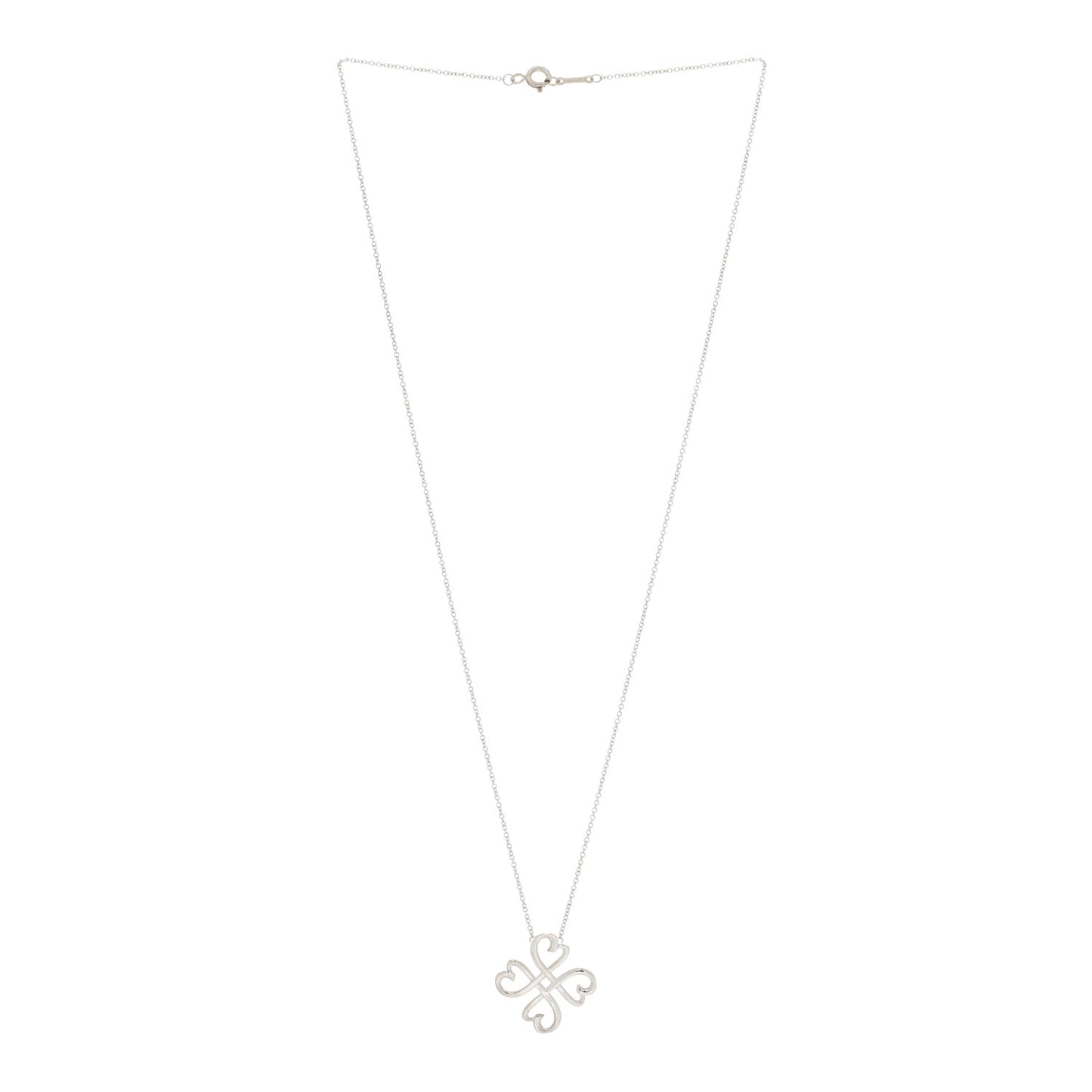 Sterling Silver Loving Heart Clover Pendant Necklace