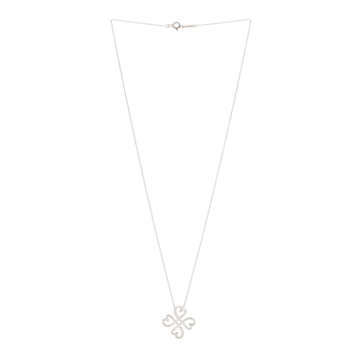 Tiffany Sterling Silver Loving Heart Clover Pendant Necklace 2 of 4