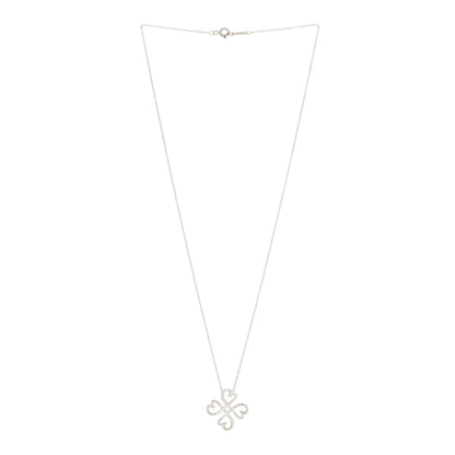 Tiffany Sterling Silver Loving Heart Clover Pendant Necklace 2 of 4