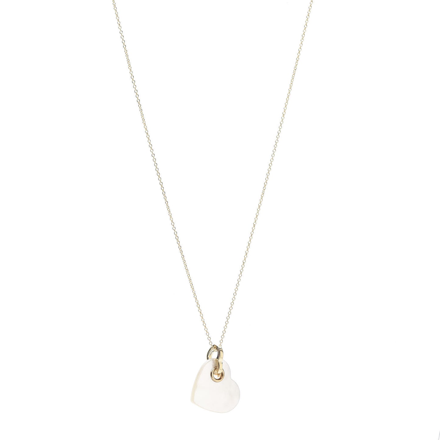 18K Yellow Gold Mother of Pearl Heart Pendant Necklace