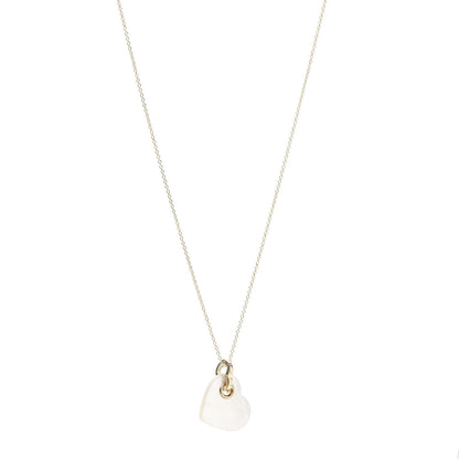 Tiffany 18K Yellow Gold Mother of Pearl Heart Pendant Necklace 1 of 5