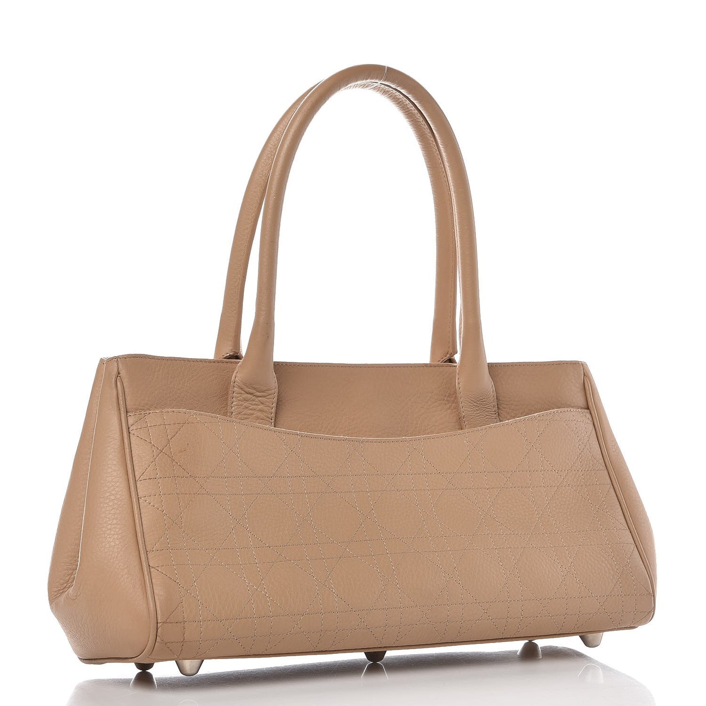 Calfskin Cannage Shoulder Bag Camel