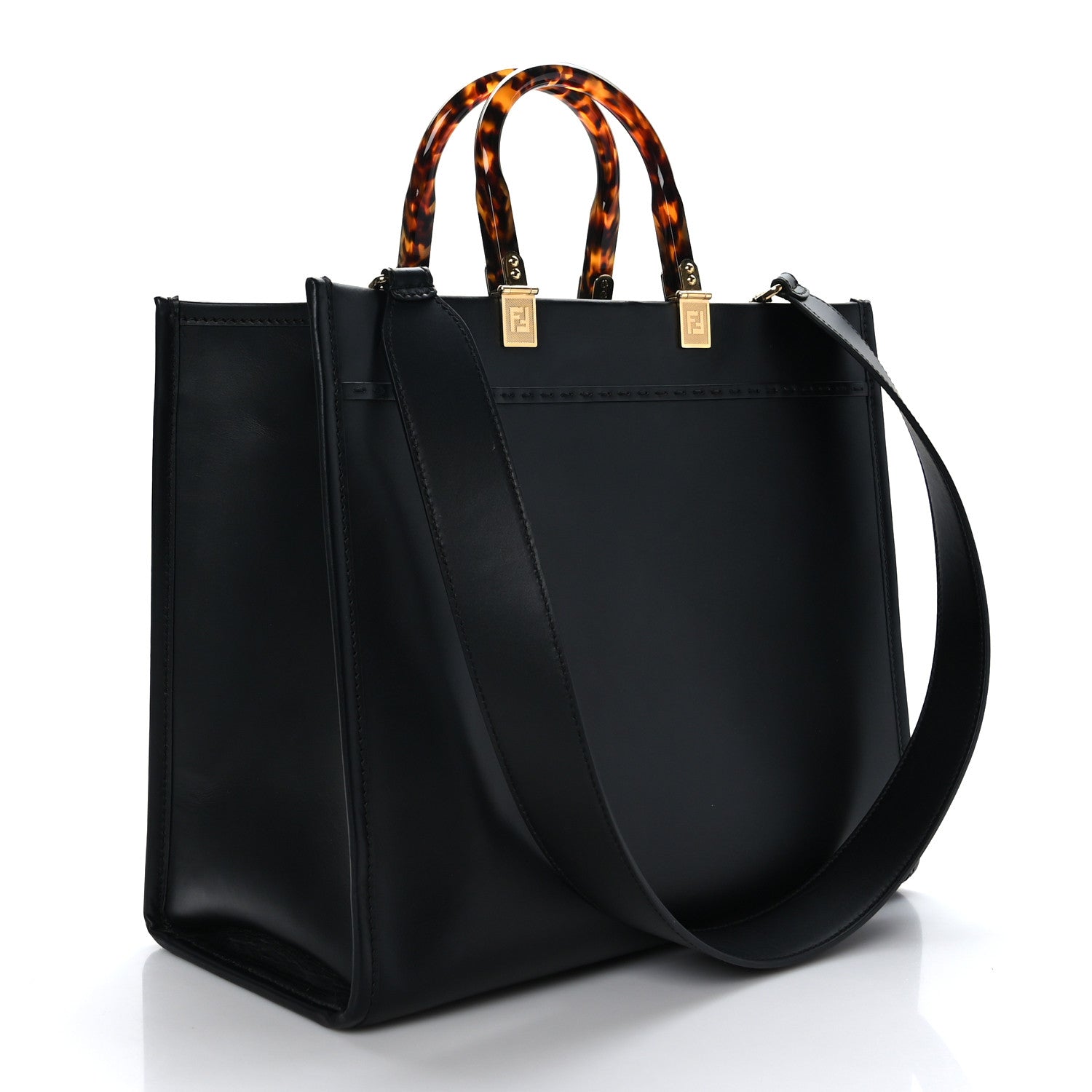 Fendi Vitello King Plexiglass Medium Fendi Sunshine Shopper Tote Black 3 of 8