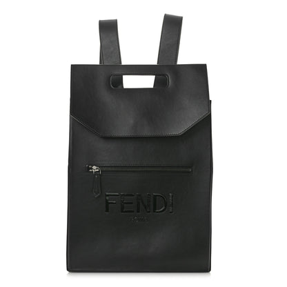 Fendi Vitello Grace Light Logo Fendi Pack Backpack Black 1 of 11