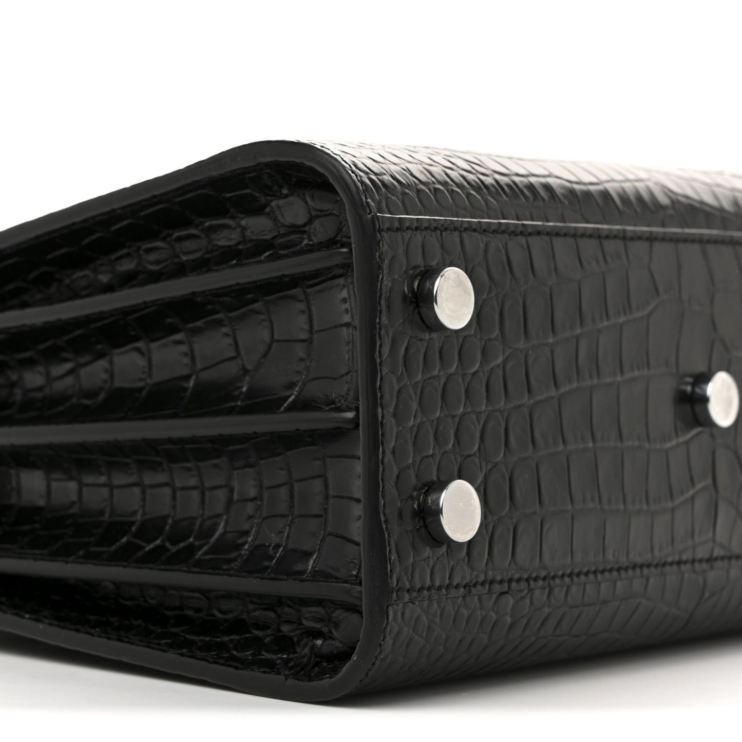 Calfskin Crocodile Embossed Nano Sac De Jour Black