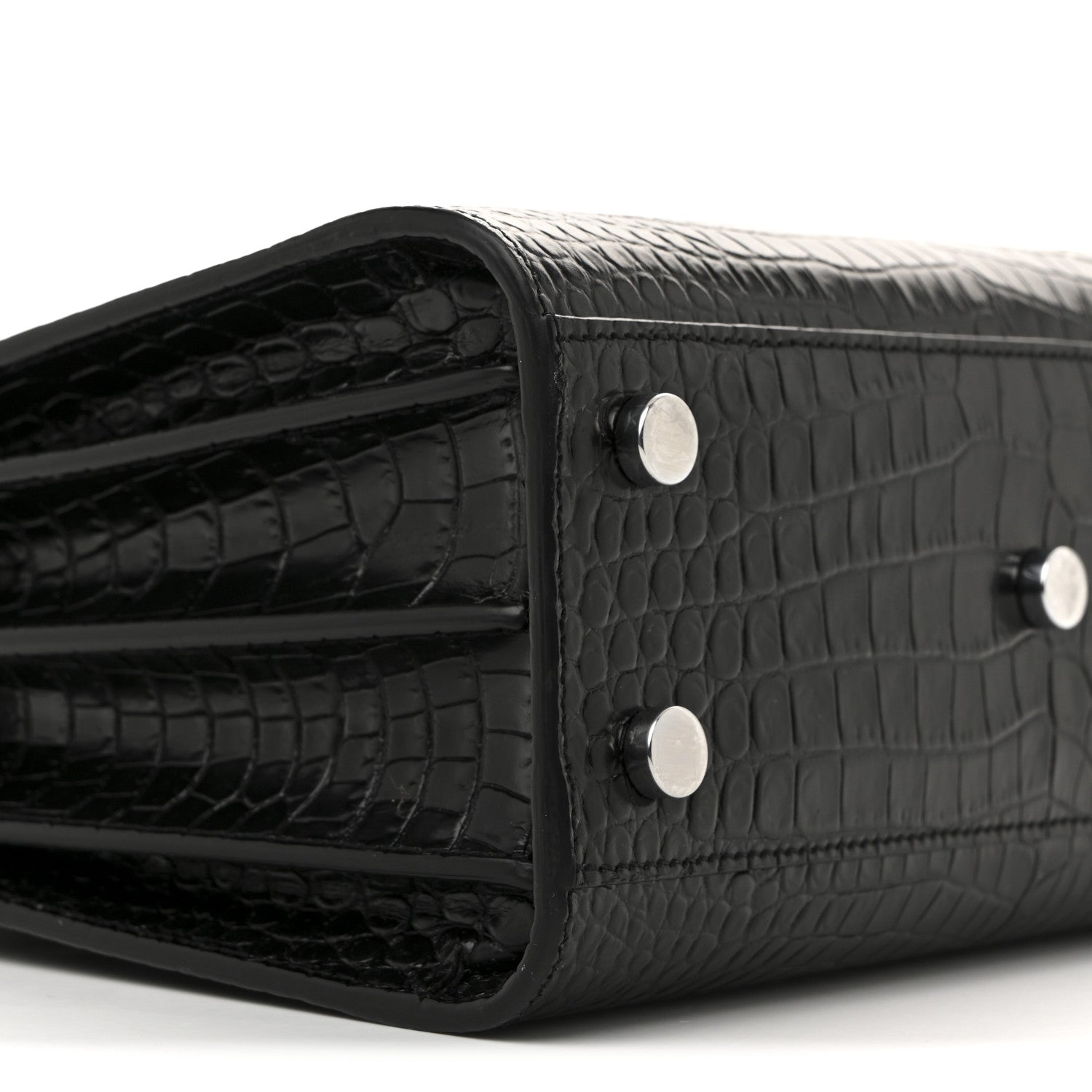Saint Laurent Calfskin Crocodile Embossed Nano Sac De Jour Black 9 of 12
