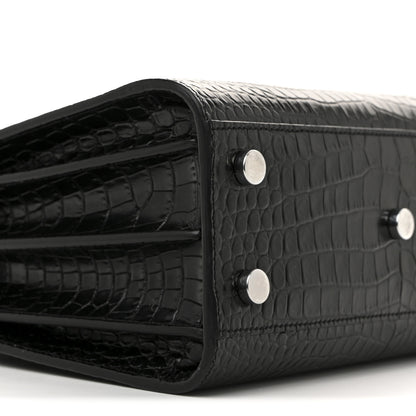 Saint Laurent Calfskin Crocodile Embossed Nano Sac De Jour Black 9 of 12