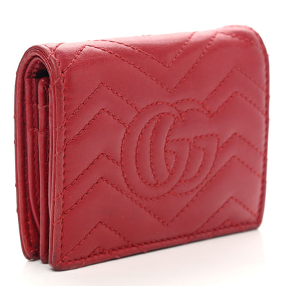 Gucci Calfskin Matelasse GG Marmont Card Case Wallet Hibiscus Red 3 of 16