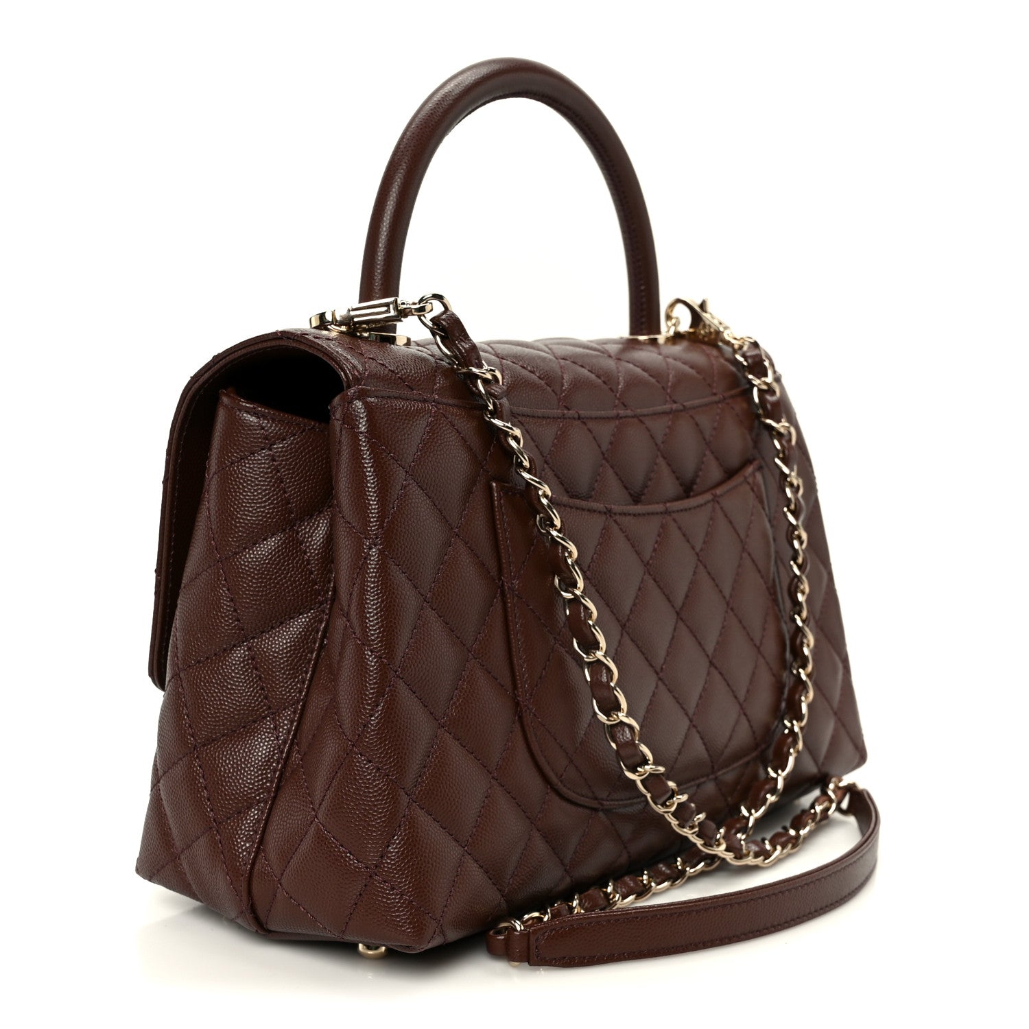 Chanel Caviar Quilted Small Coco Handle Flap Dark Brown 1866357