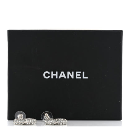 Chanel Baguette Crystal CC Drop Earrings Silver 5 of 5