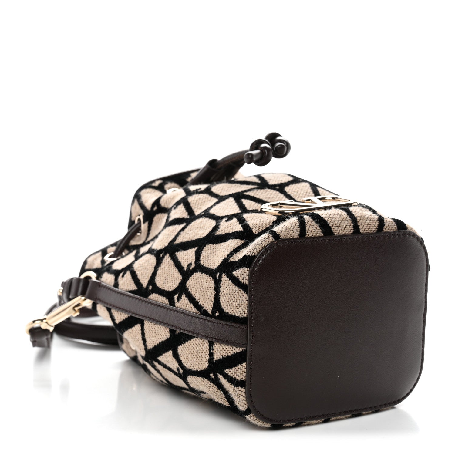 Valentino Garavani Toile Iconographe Nappa Mini Vlogo Signature Bucket Bag Naturale Black Fondant 4 of 10