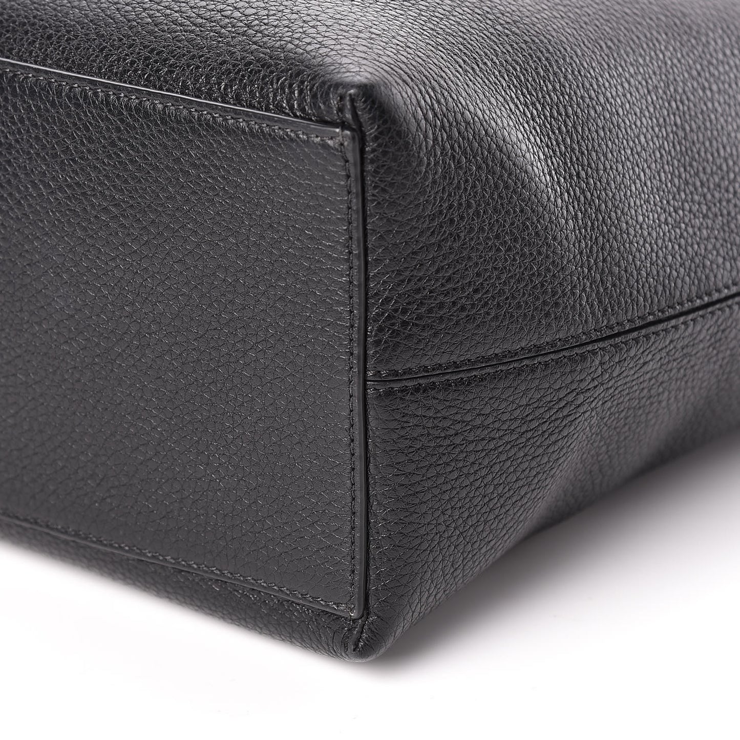 Grained Calfskin Rockstud Shoulder Tote Black