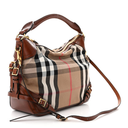Burberry House Check Bridle Calfskin Small Ledbury Hobo Dark Tan 3 of 12