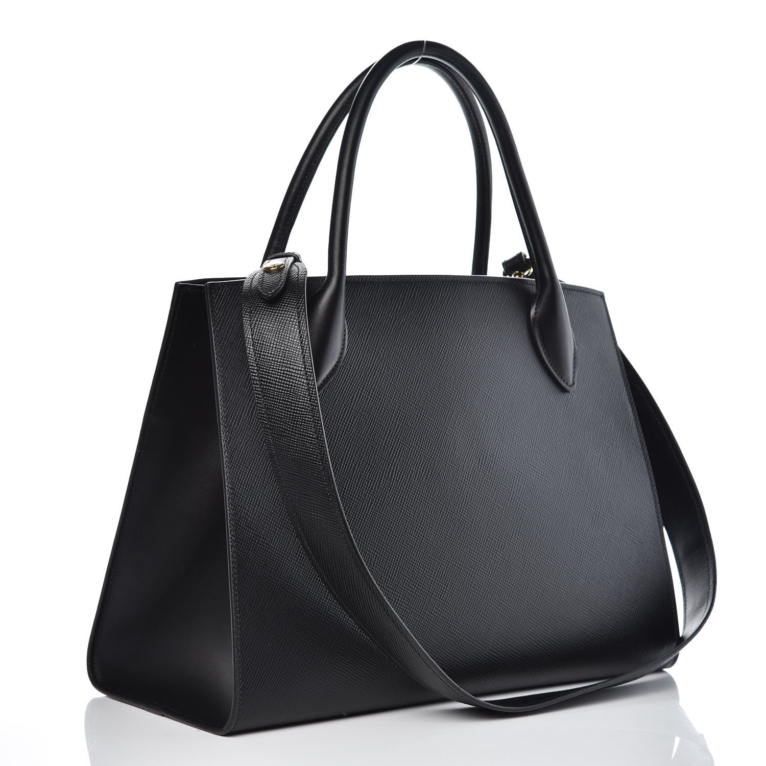 Prada Saffiano Cuir Calfskin Medium Monochrome Top Handle Tote Black 4 of 8