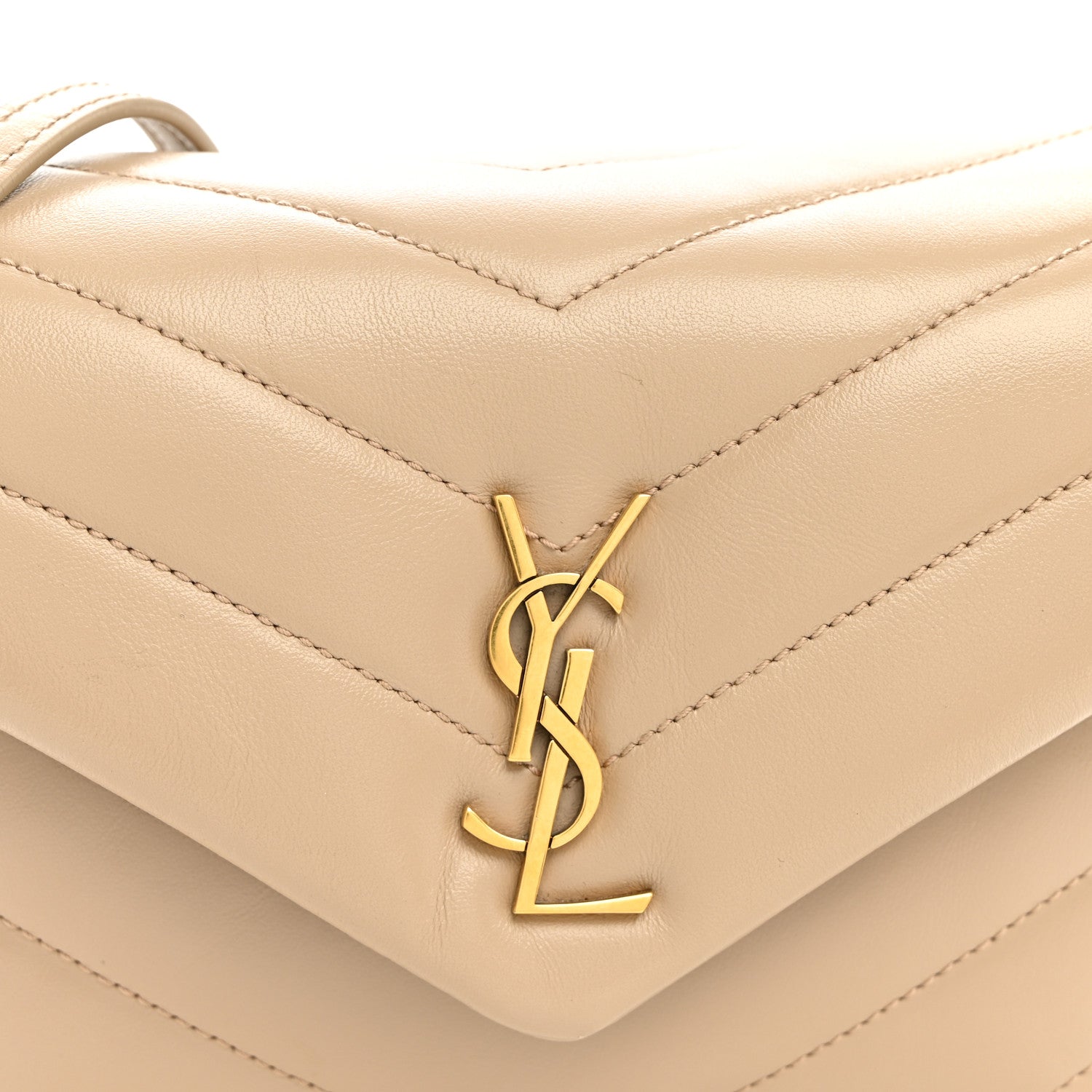 Saint Laurent Calfskin Y Quilted Monogram Toy Loulou Crossbody Bag Dark Beige 8 of 11