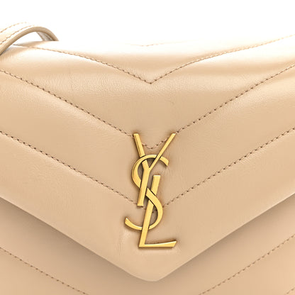 Saint Laurent Calfskin Y Quilted Monogram Toy Loulou Crossbody Bag Dark Beige 8 of 11