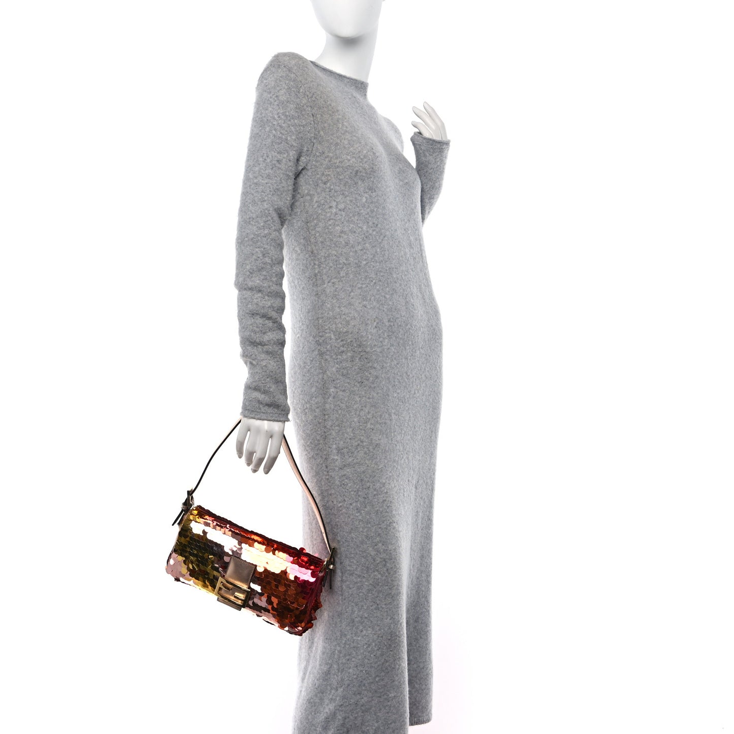 Sequin Paillettes Vitello Laminato Striped Baguette 1997 Multicolor