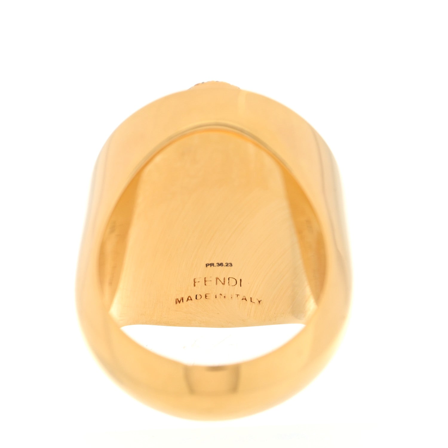 Fendi Crystal Poured Glass FF Ring 58 8.25 L Green Gold 4 of 4