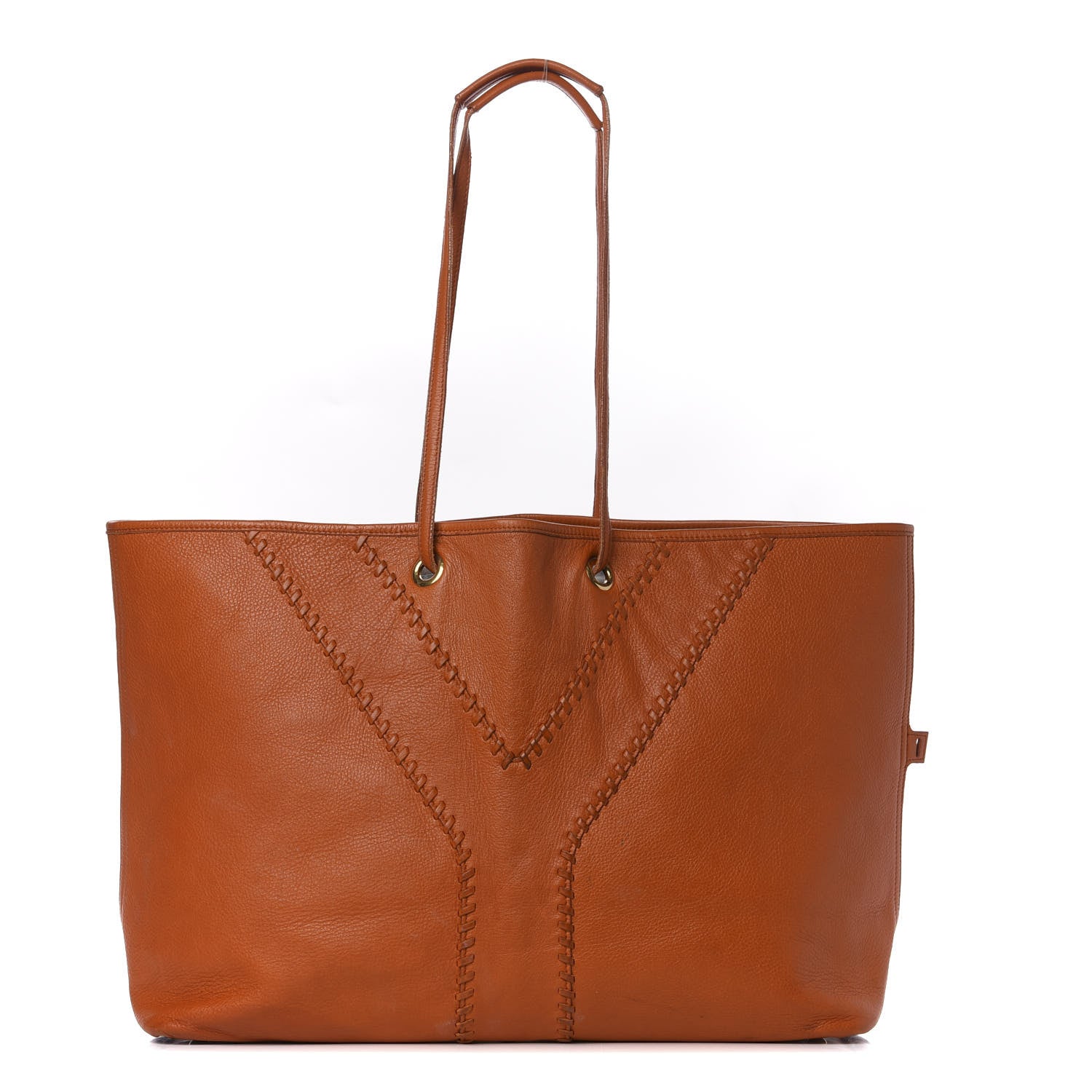 Saint Laurent Calfskin Medium Neo Double Reversible Tote Orange Brown 2 of 16