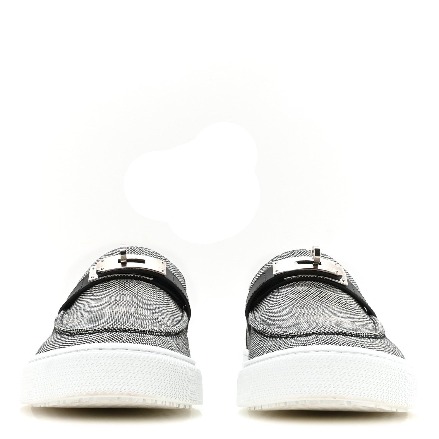 Hermes Toile De Coton Calfskin Game Slip On Sneakers 42.5 Prunoir Black 3 of 9