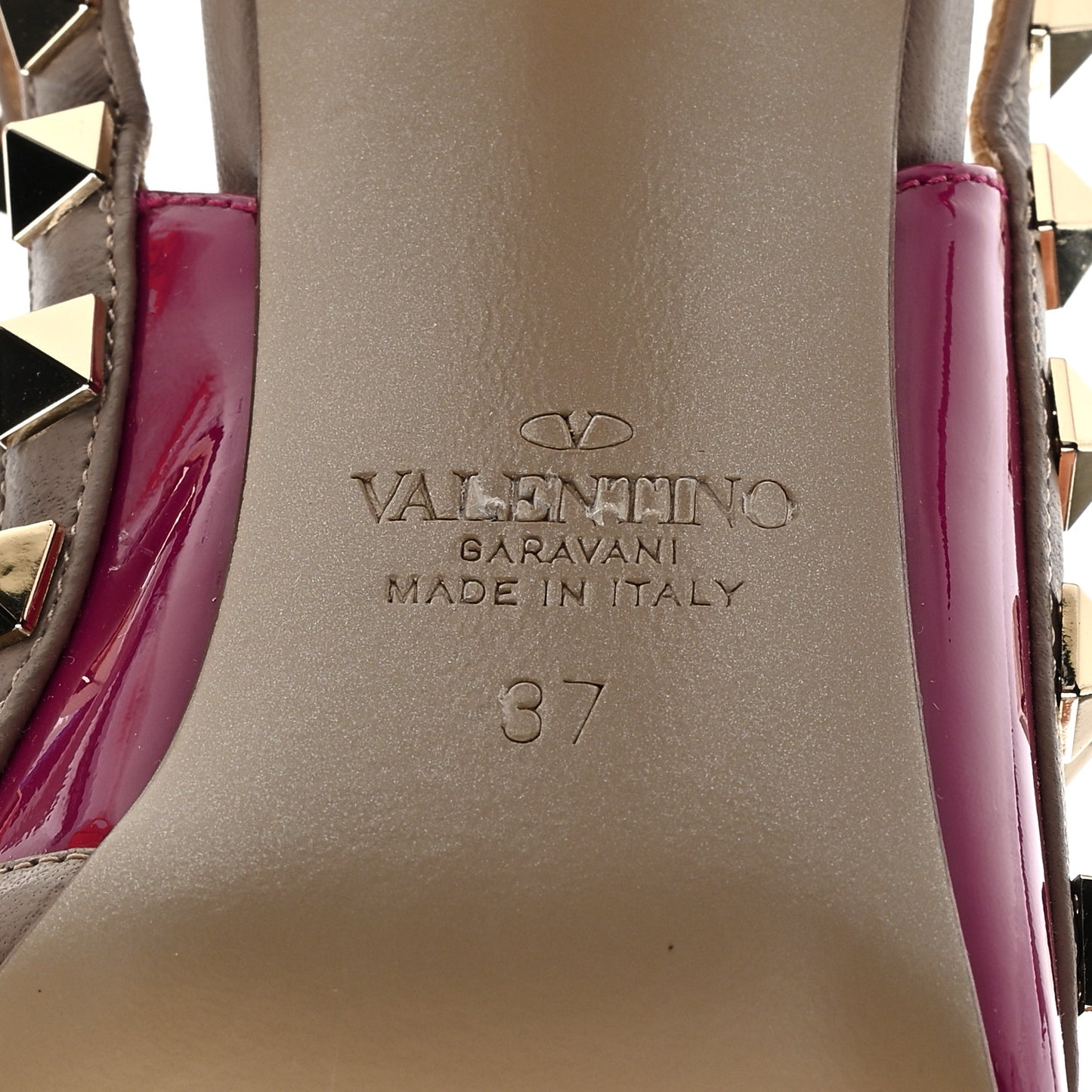 Patent Nappa Rockstud Ankle Strap 100mm Pumps 37 Rose Violet Poudre