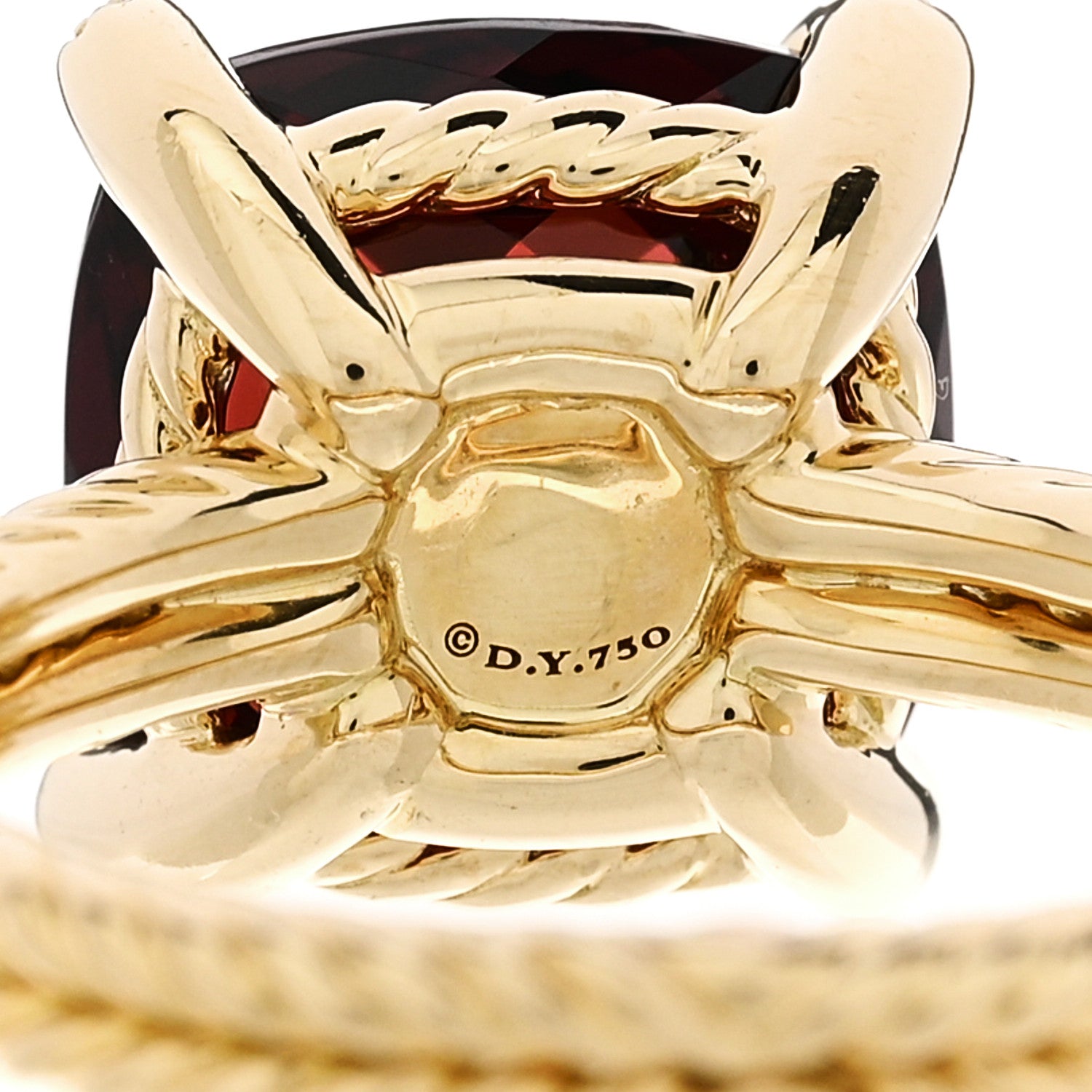David Yurman 18K Yellow Gold Diamond Garnet 11mm Chatelaine Ring 54 7 5 of 5