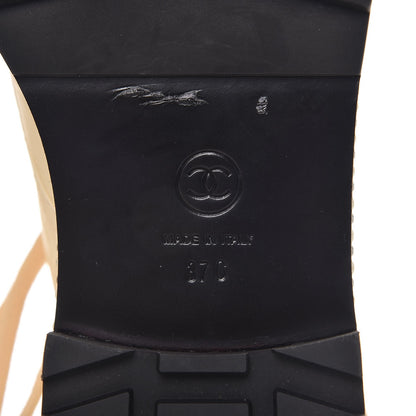 Chanel Lambskin Pearl Chain CC Combat Boots 37 Ivory Black 8 of 13