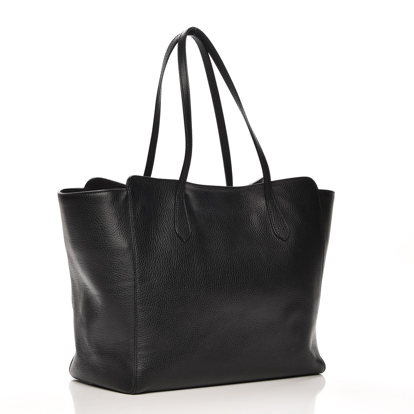 Pebbled Calfskin Medium Swing Tote Black