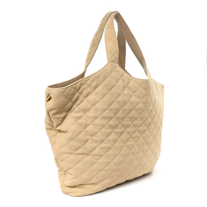 Saint Laurent Nubuck Suede Quilted Maxi Icare Shopping Tote Safari Beige 4 of 11