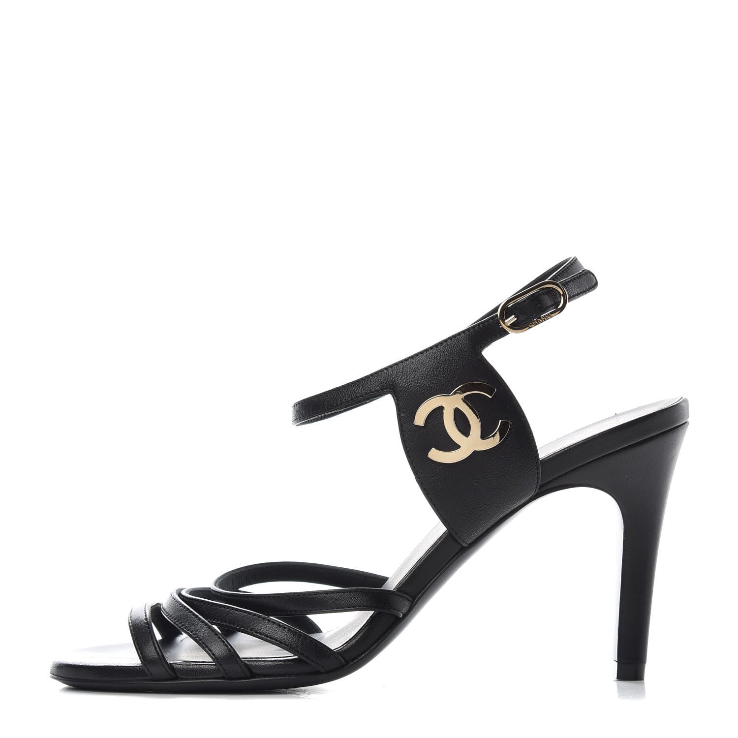 Chanel Lambskin CC Sandals 38 Black 1 of 10