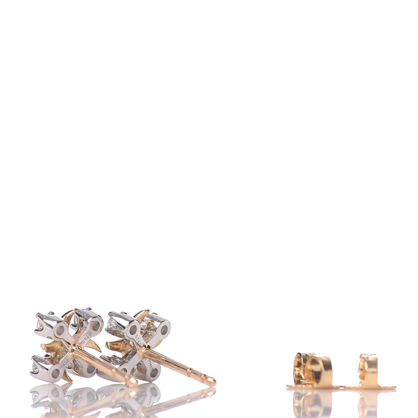 Platinum 18K Yellow Gold Diamond Schlumberger Lynn Earrings