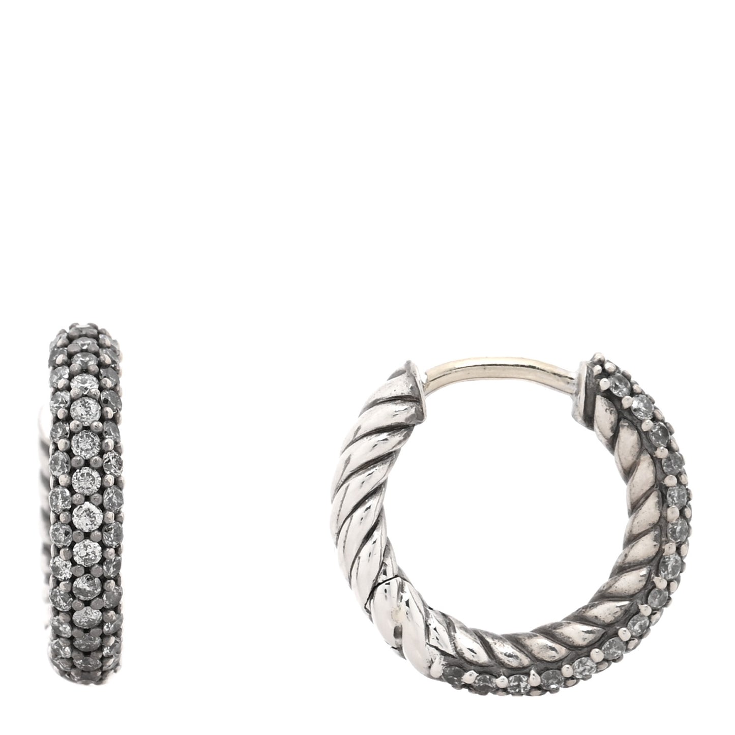 Sterling Silver Diamond Petite Pave Huggie Hoop Earrings