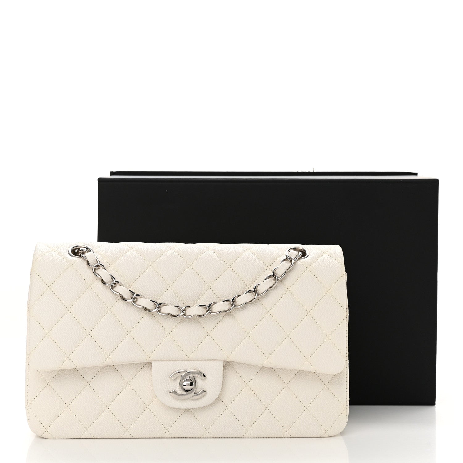 Chanel Caviar Quilted Medium Double Flap White 12 of 12